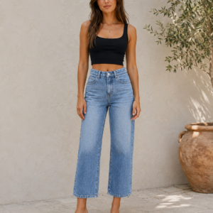 Women’s Light Wash Cropped Straight Leg Jeans